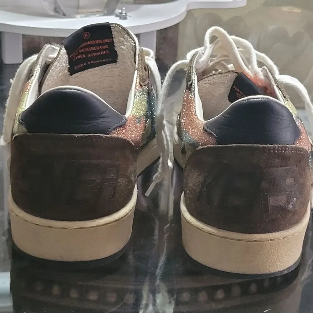 Golden Goose Ball Star Sneakers Womens 39 (9 US) Camo Glitter Made in Italy-Rare - Picture 4 of 7